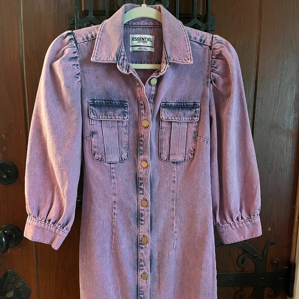 Essentiel Antwerp Denim dress Sz 0, acid wash violet